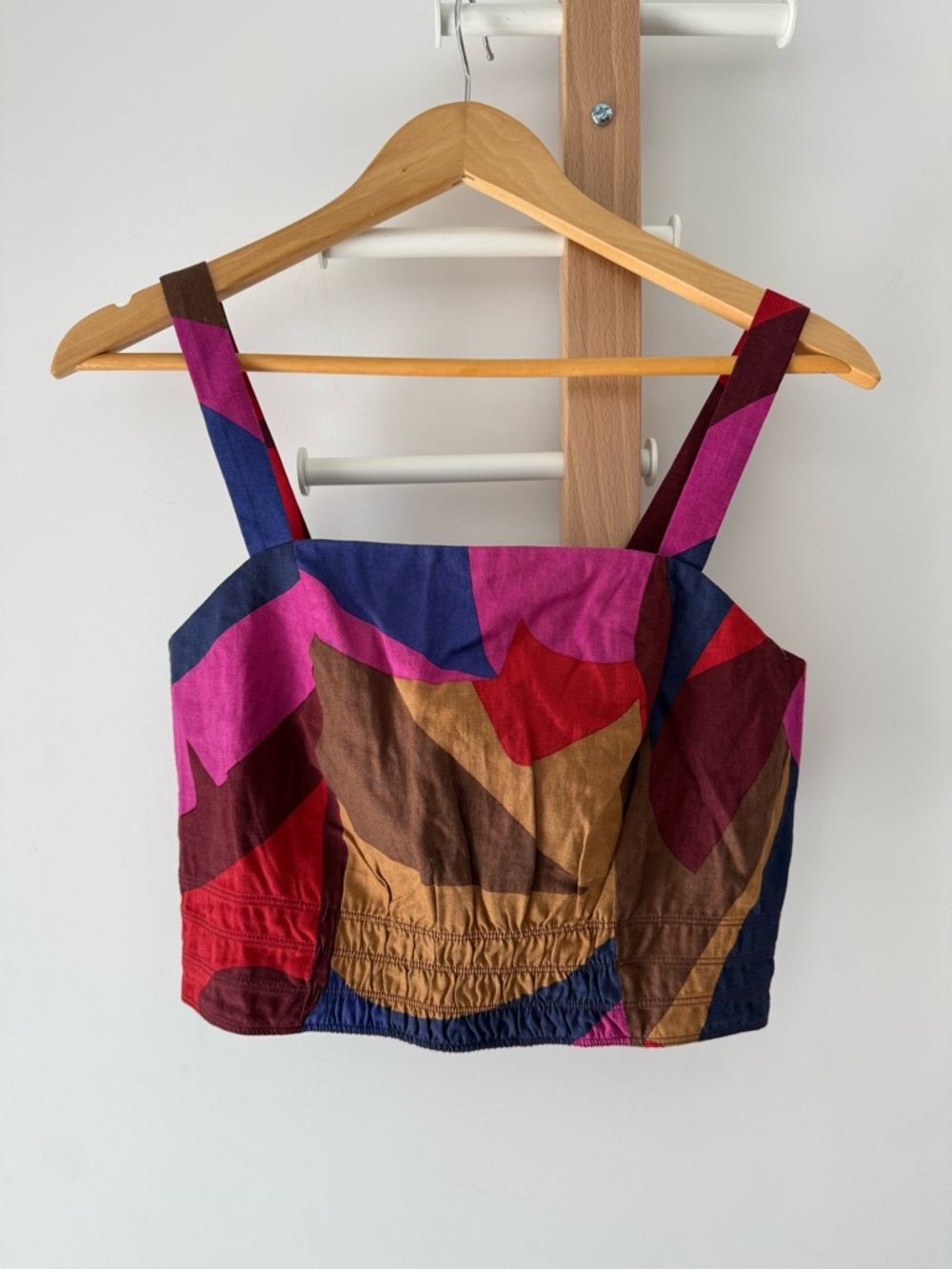 Colorblock Linen blend Crop Top - Multicolor